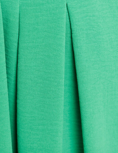 Jupe longue évasée ceinturée vert femme