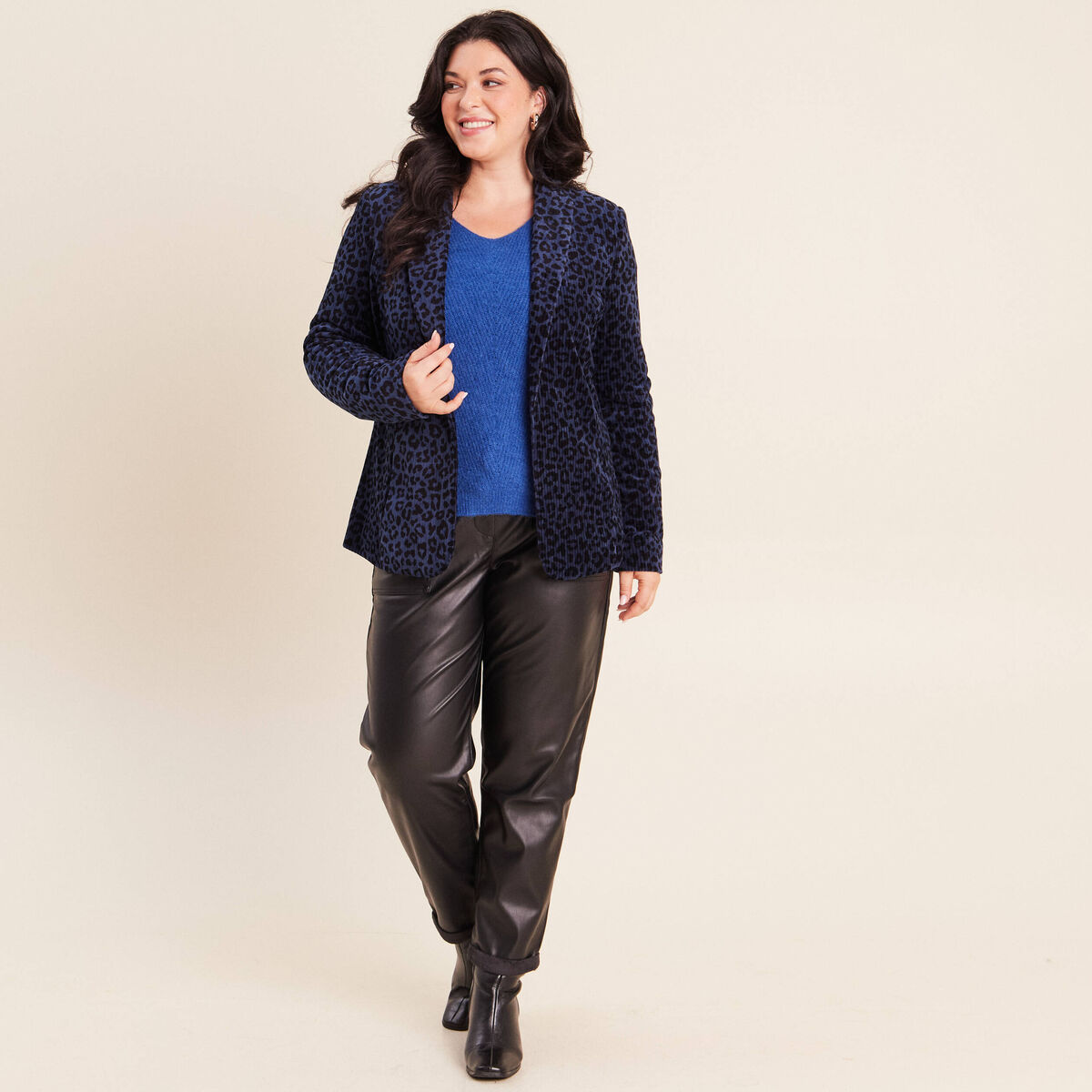 Veste tailleur velours bleu femme