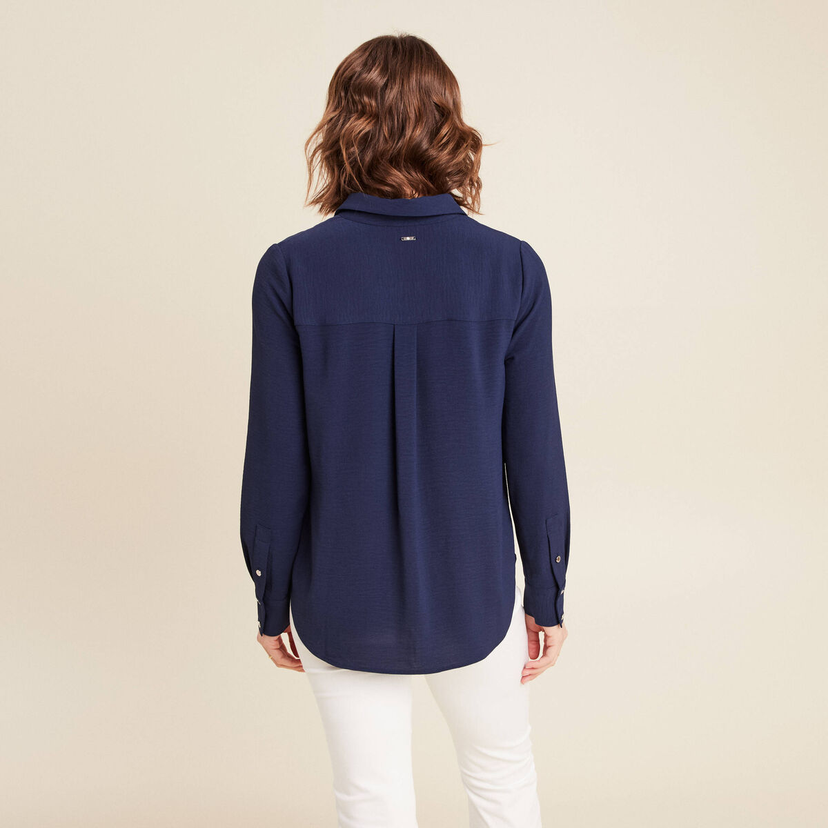 Chemise manches longues bleu marine femme