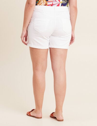 Short droit en jean blanc femme