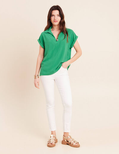 Blouse manches courtes vert menthe femme