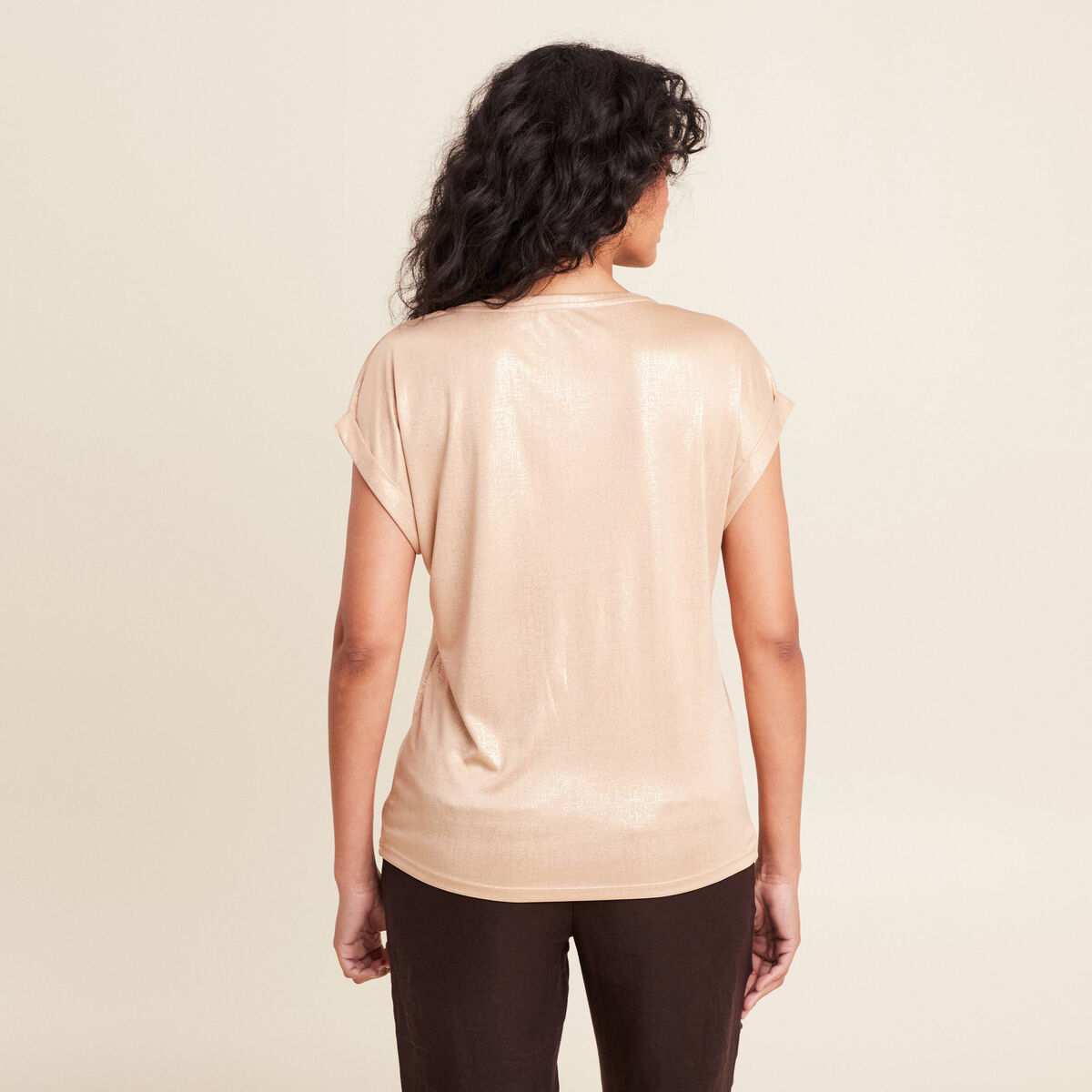 T-shirt manches courtes couleur or femme