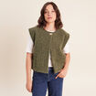 Gilet ample sans manches vert kaki femme