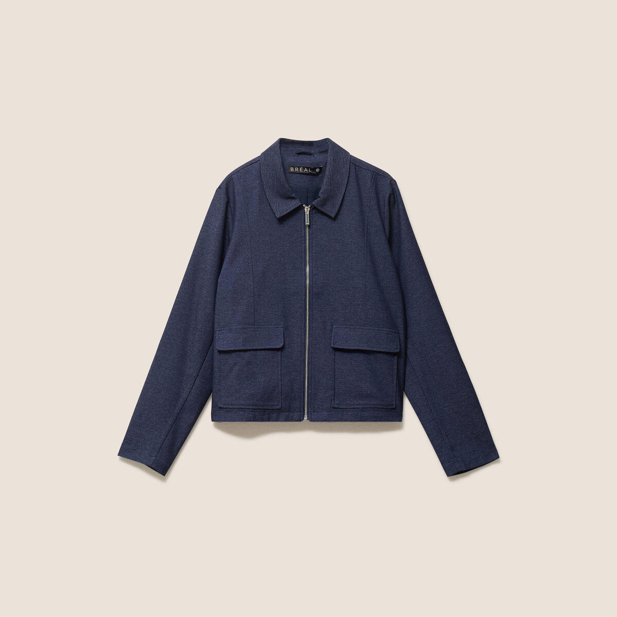 Veste courte droite en jean doubl&eacute;e denim brut femme