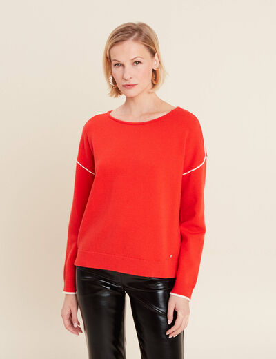 Pull manches longues orange foncé femme