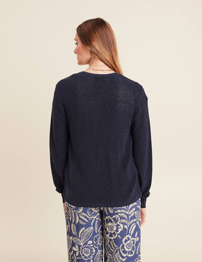 Gilet manches longues bleu marine femme