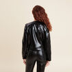 Blouson ajusté simili cuir noir femme