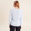 Pull col tunisien bleu pastel femme