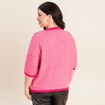 Pull droit col rond manches 3/4 rose femme