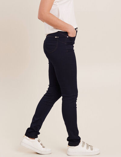 Jeans léger taille haute long denim brut femme