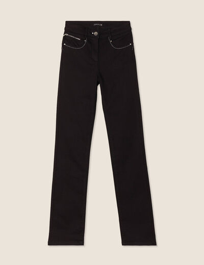 Pantalon droit taille haute noir femme