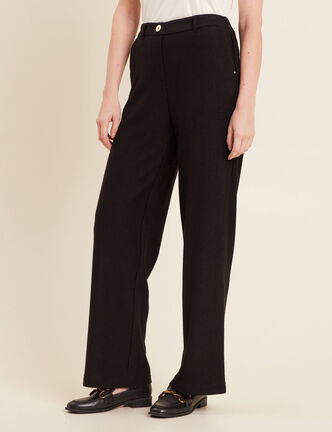 Pantalon tricot large noir femme
