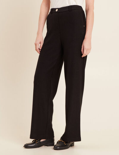 Pantalon tricot large noir femme