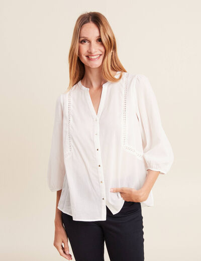 Blouse manches 3/4 ecru femme
