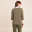 T-shirt col chemise manches 3/4 vert kaki femme