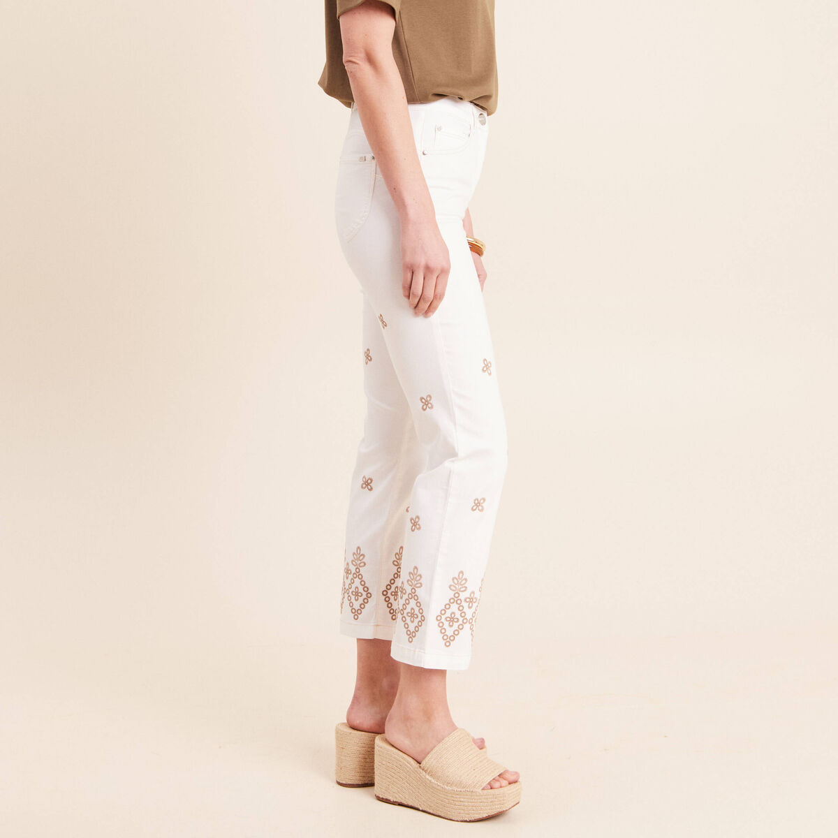 Pantalon magique Le L&eacute;ger coupe droite beige femme
