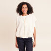 Veste col rond manches courtes doubl&eacute;e ecru femme