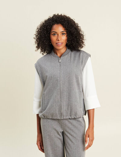 Bomber sans manches bas resserr&eacute; gris femme