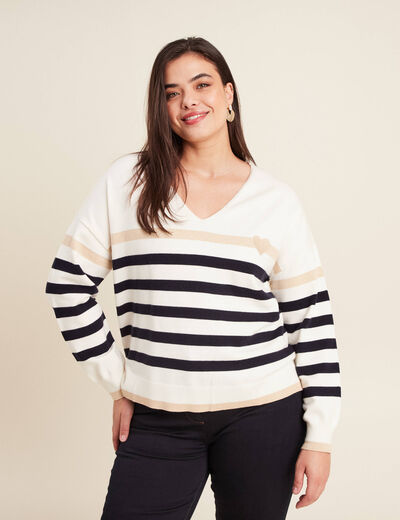 Pull manches longues blanc femme