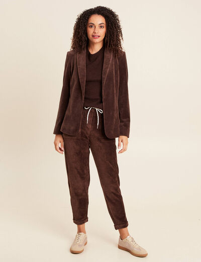 Veste tailleur velours marron femme