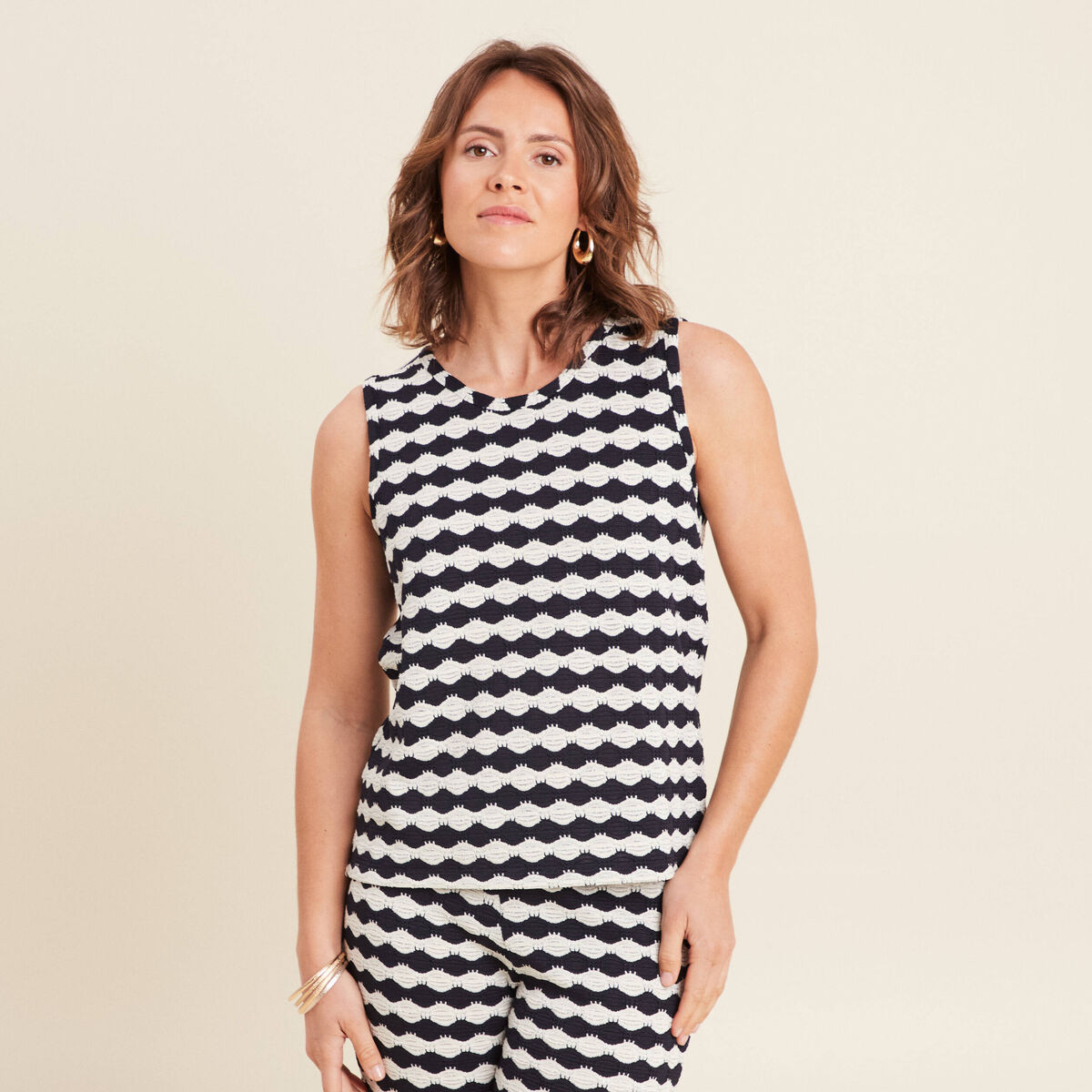 D&eacute;bardeur cintr&eacute; sans manches bleu marine femme