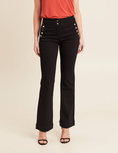 Pantalon bootcut à pont noir femme