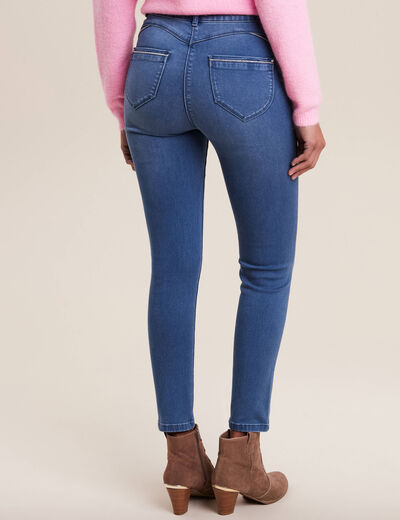 Jean ajusté taille haute denim double stone femme