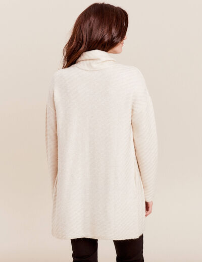 Gilet manches longues creme femme