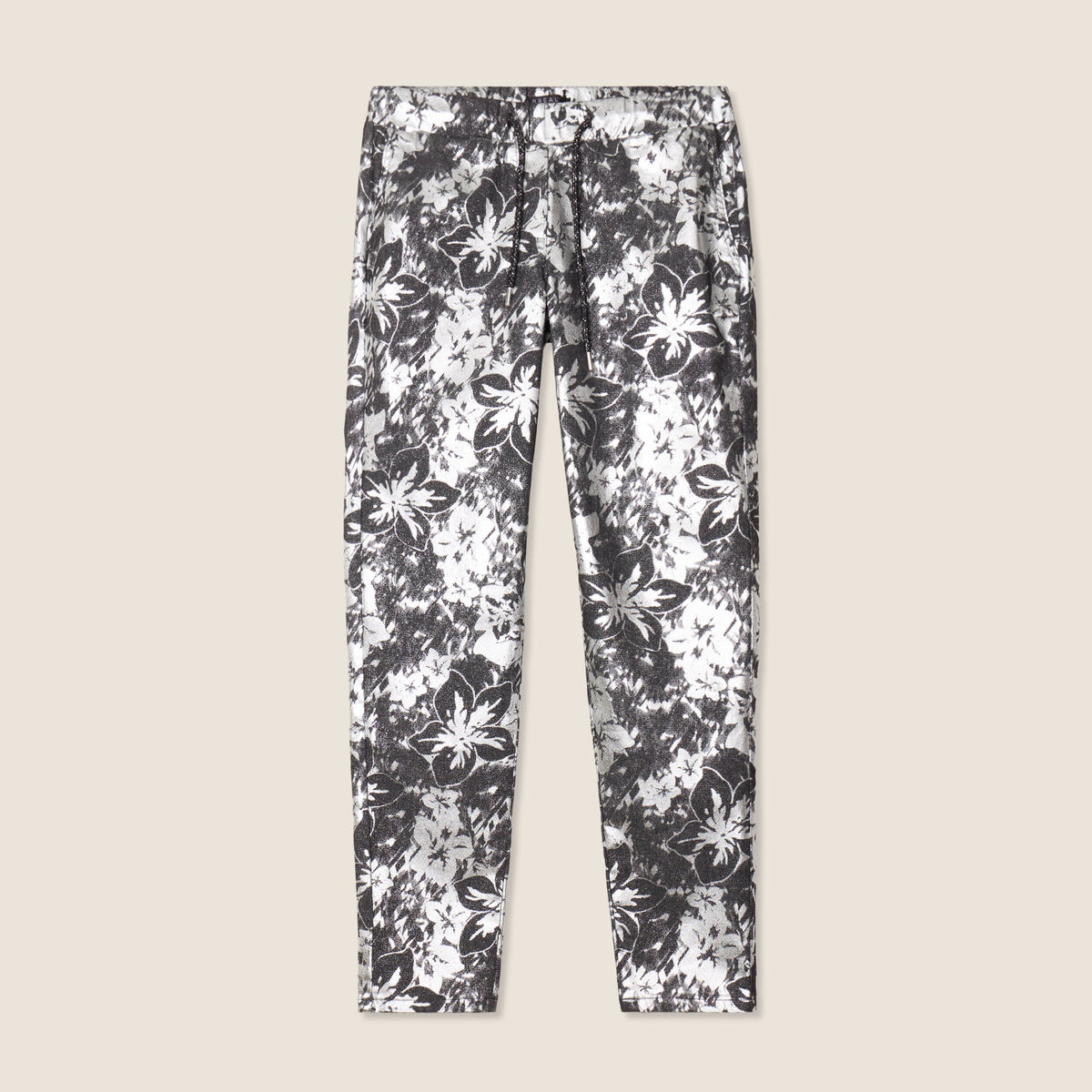 Pantalon ajust&eacute; &agrave; coulisse noir femme
