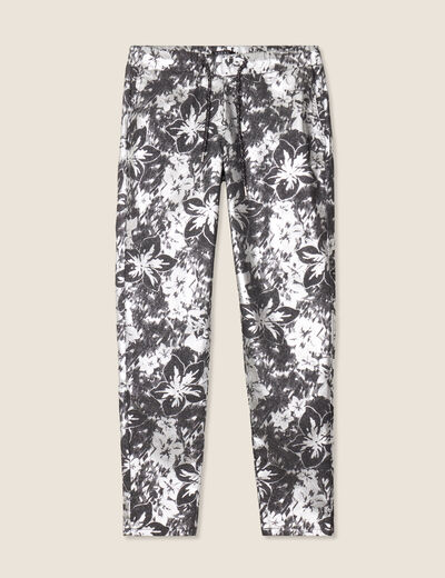 Pantalon ajusté à coulisse noir femme
