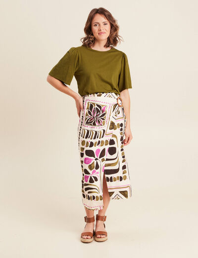 Jupe longue droite vert femme