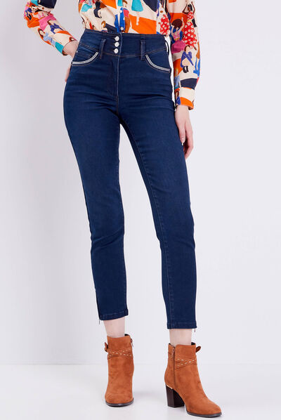 Jean ajusté 7/8ème denim brut femme