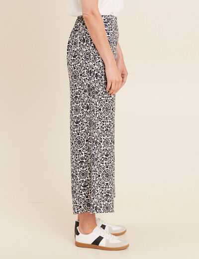 Pantalon 7/8ème taille haute bleu marine femme