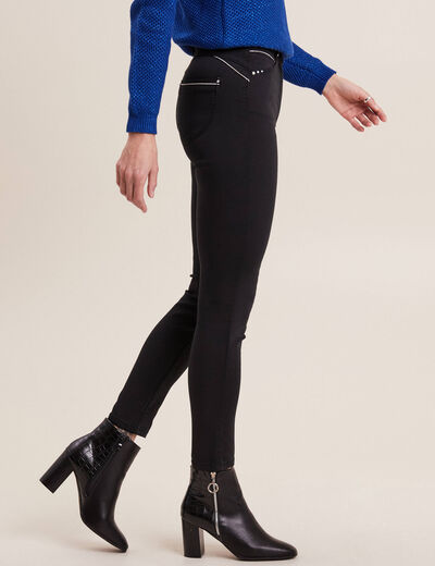 Pantalon ajusté taille haute noir femme