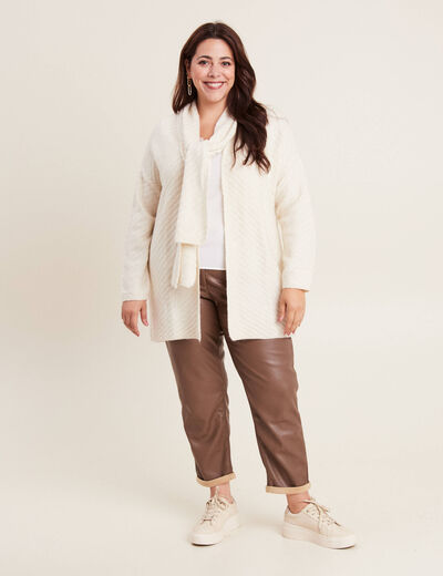 Gilet manches longues creme femme