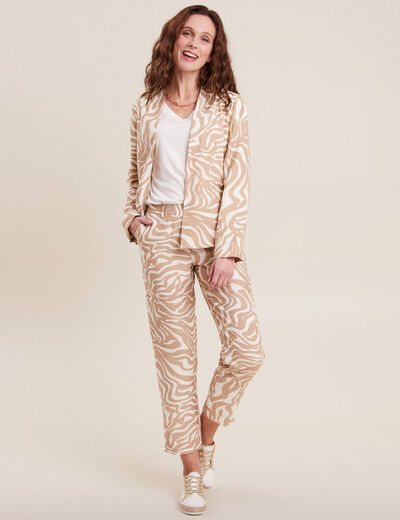 Veste droite manches longues beige femme