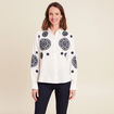 chemise en coton brodée manches longues ecru femme