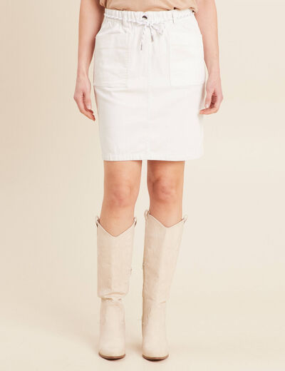 Jupe droite réversible blanc femme