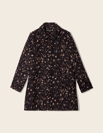 Manteau droit col à revers noir femme