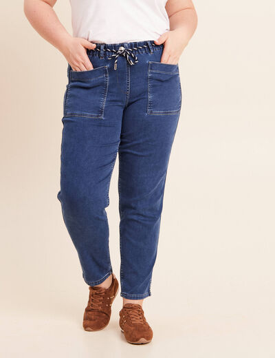 Jean droit r&eacute;versible bleu femme