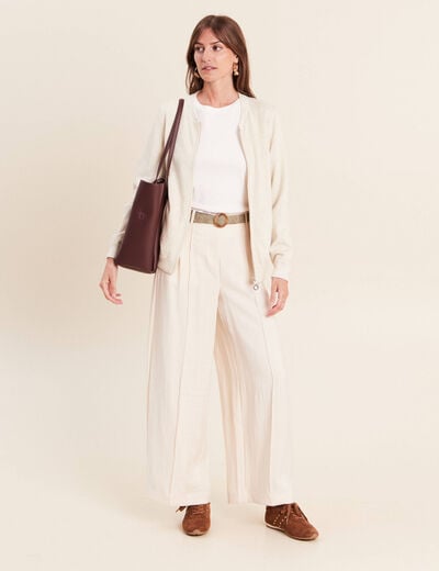 Pantalon large avec ceinture amovible ivoire femme