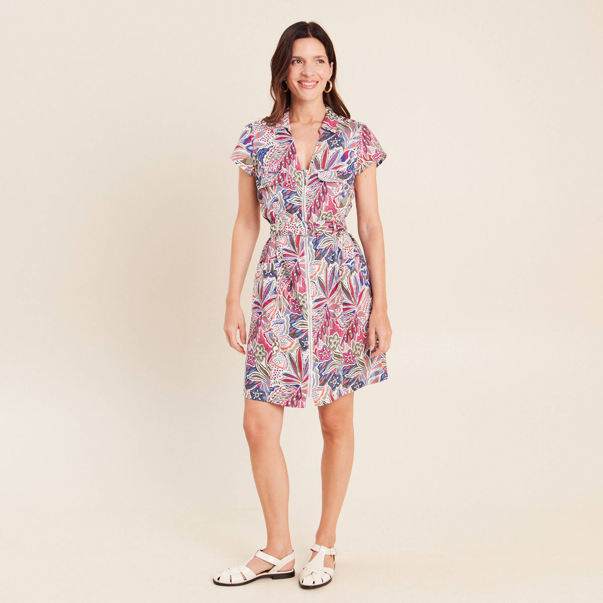 Robe droite zipp&eacute;e mauve femme