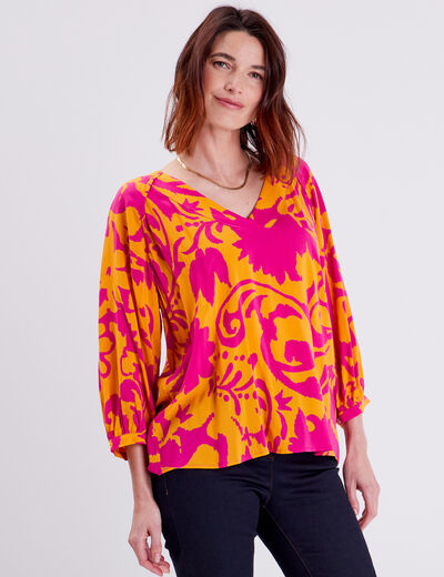 Blouse manches 3/4 jaune foncé femme
