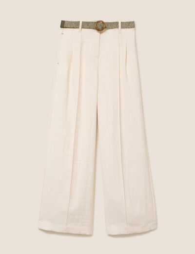Pantalon large avec ceinture amovible ivoire femme