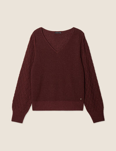 Pull manches longues bordeaux femme