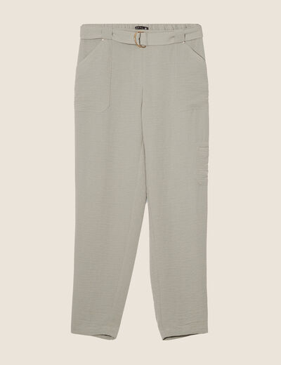Pantalon flou ceinturé vert clair femme