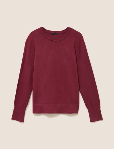 Pull droit col rond manches longues bordeaux femme