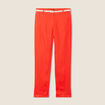 Pantalon flou ceinturé orange femme