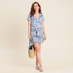 Short droit ceinturé bleu femme