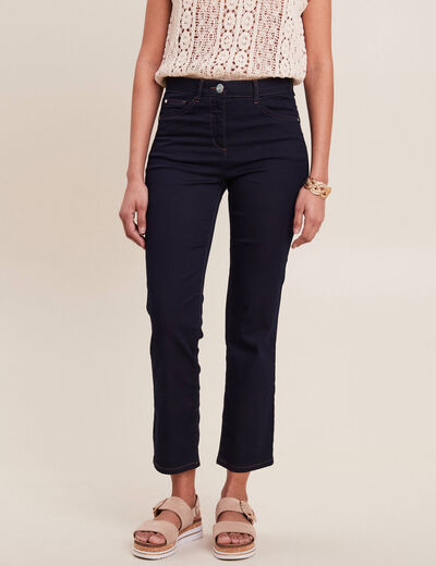 Jean droit taille haute 7/8ème denim brut femme